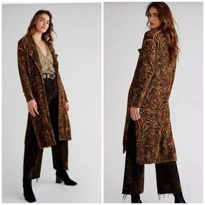 Free People Brown & Black Patterned Long Cardigan